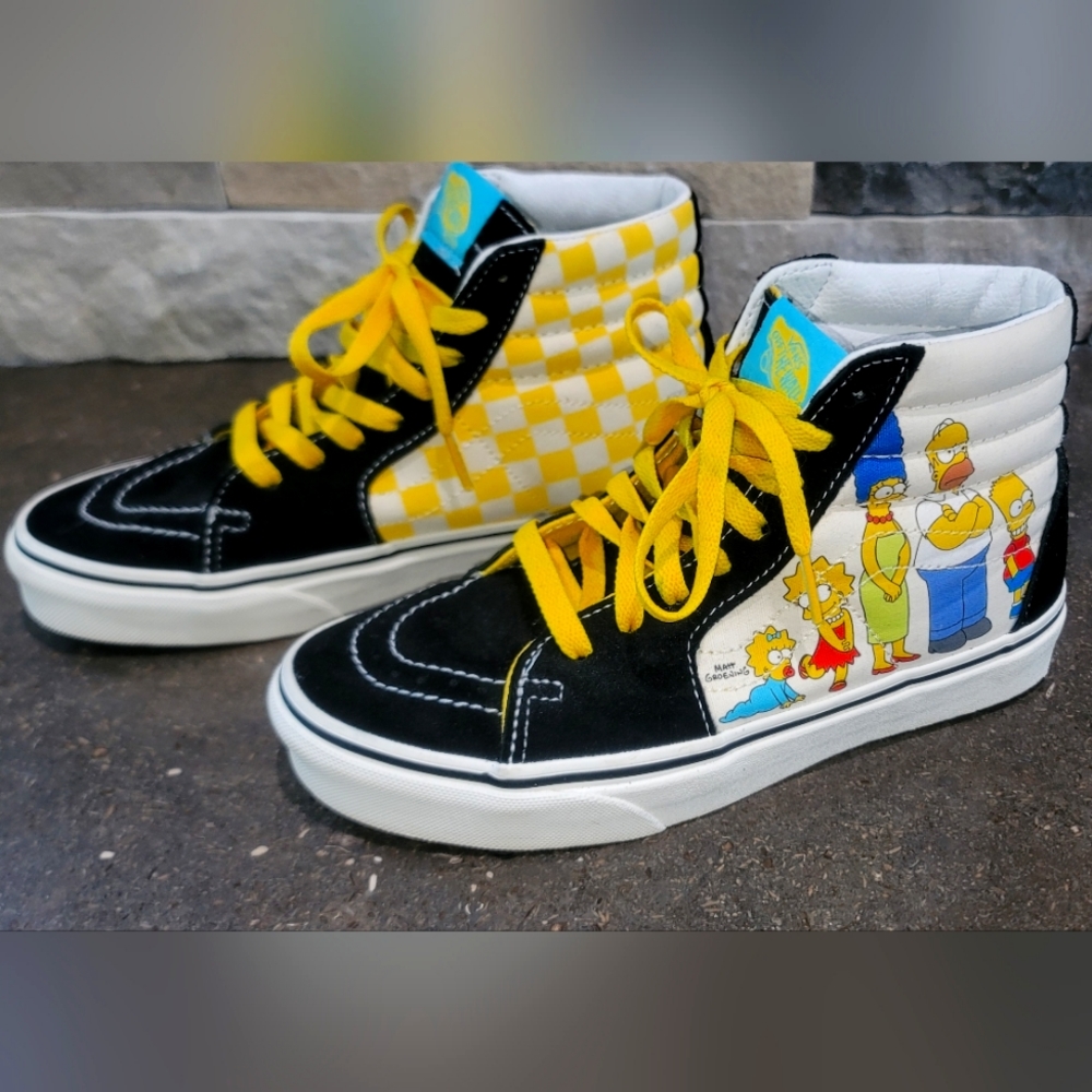 Vans Black and Yellow High-Top Sneakers